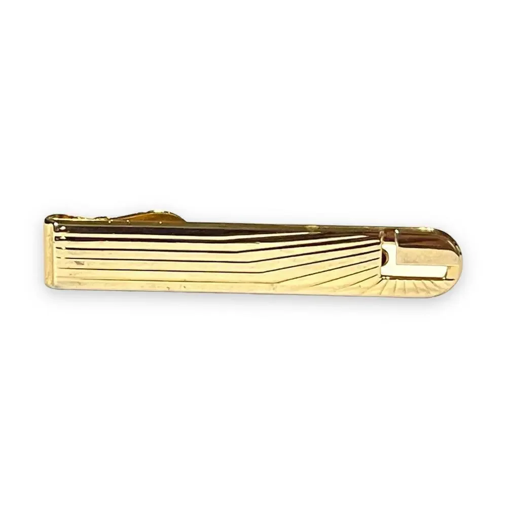 Vintage Swank Cufflinks and Tie Bar Mens Gold Tone Shell Design Set